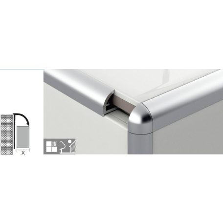 Élvédő Íves ezüst eloxált alu 10 mm 2,5 m
