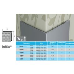 Élvédő Sarok eloxált 12x12 2,7 m ezüst